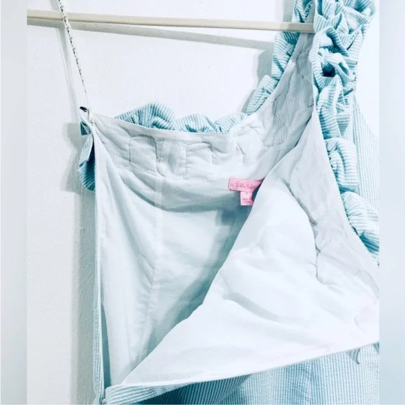 Lilly Pulitzer Vivienne One-Shoulder Light Blue Floral Appliqué Dress - Picture 6 of 10